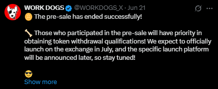 Work Dogs Presale end
