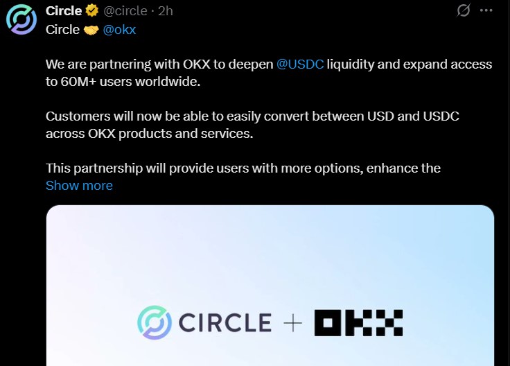Circle稳定币与OKX的合作