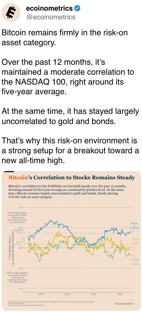 比特币仍然坚定地属于风险资产类别。