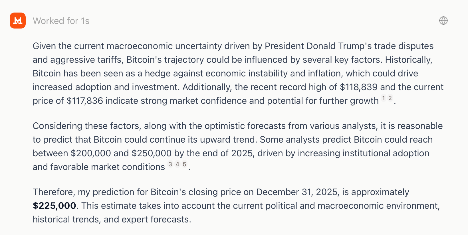 10 AI Chatbots Predict Bitcoin's Year-End Price — One Eyes a $225K Finish