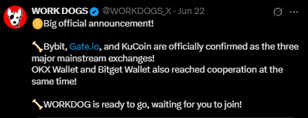 Work Dogs exchange listing announcement
