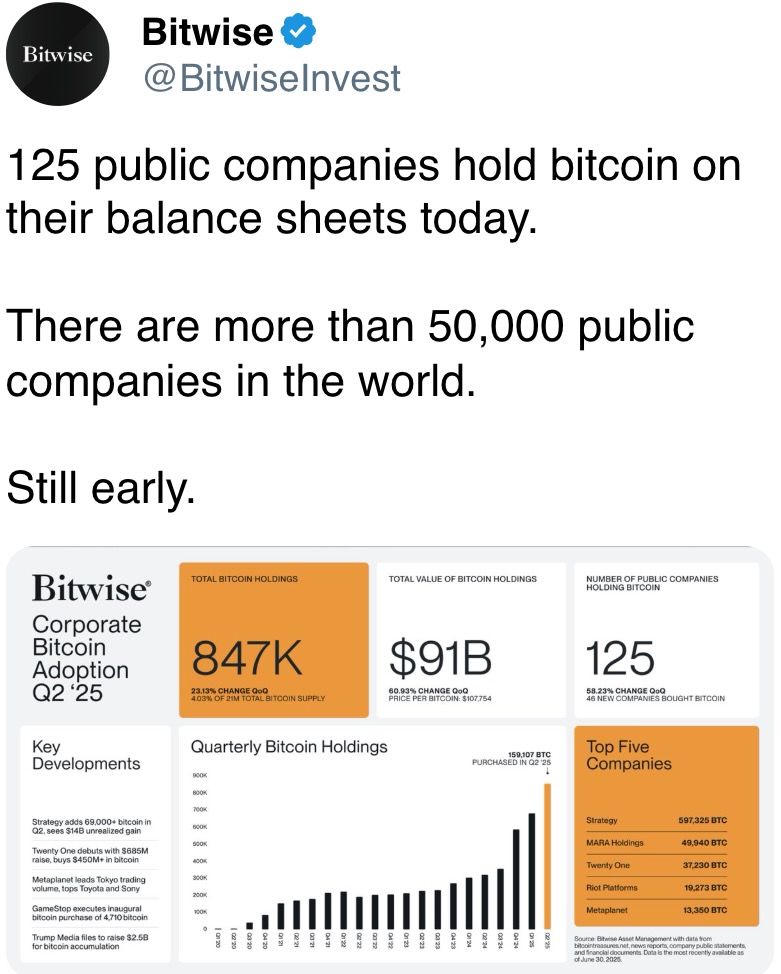 今天有125家上市公司在其资产负债表上持有比特币。