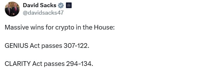 Crypto Scores Huge Win: House Passes 3 Landmark Crypto Bills