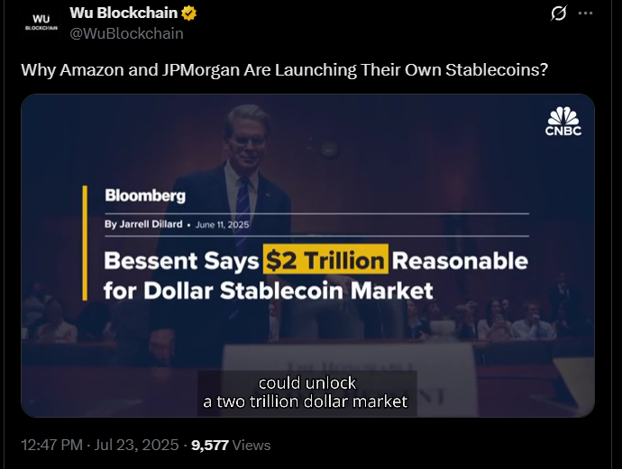 亚马逊和摩根大通推出自己的稳定币