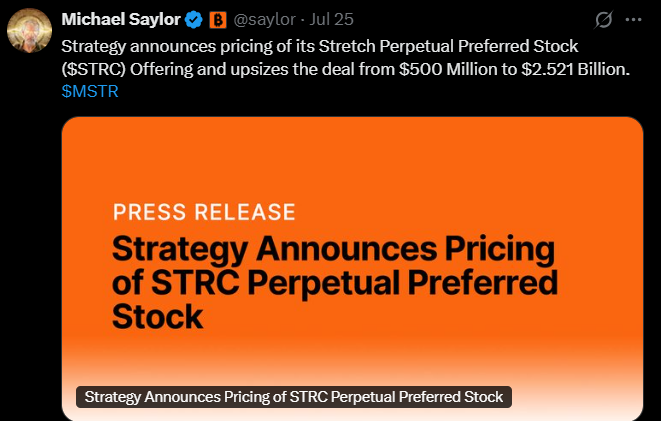 Microstrategy STRC 股票推出
