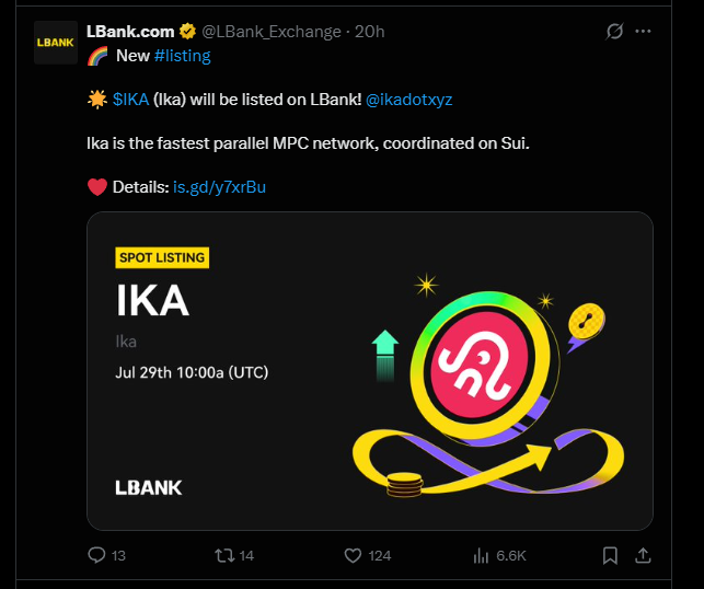 IKA 在 LBank 上上市
