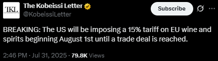 US tariff on EU Wine