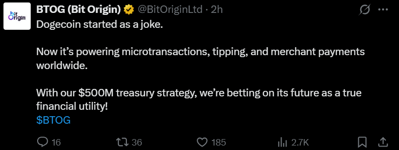 Bit Origin 5亿美元狗狗币赌注