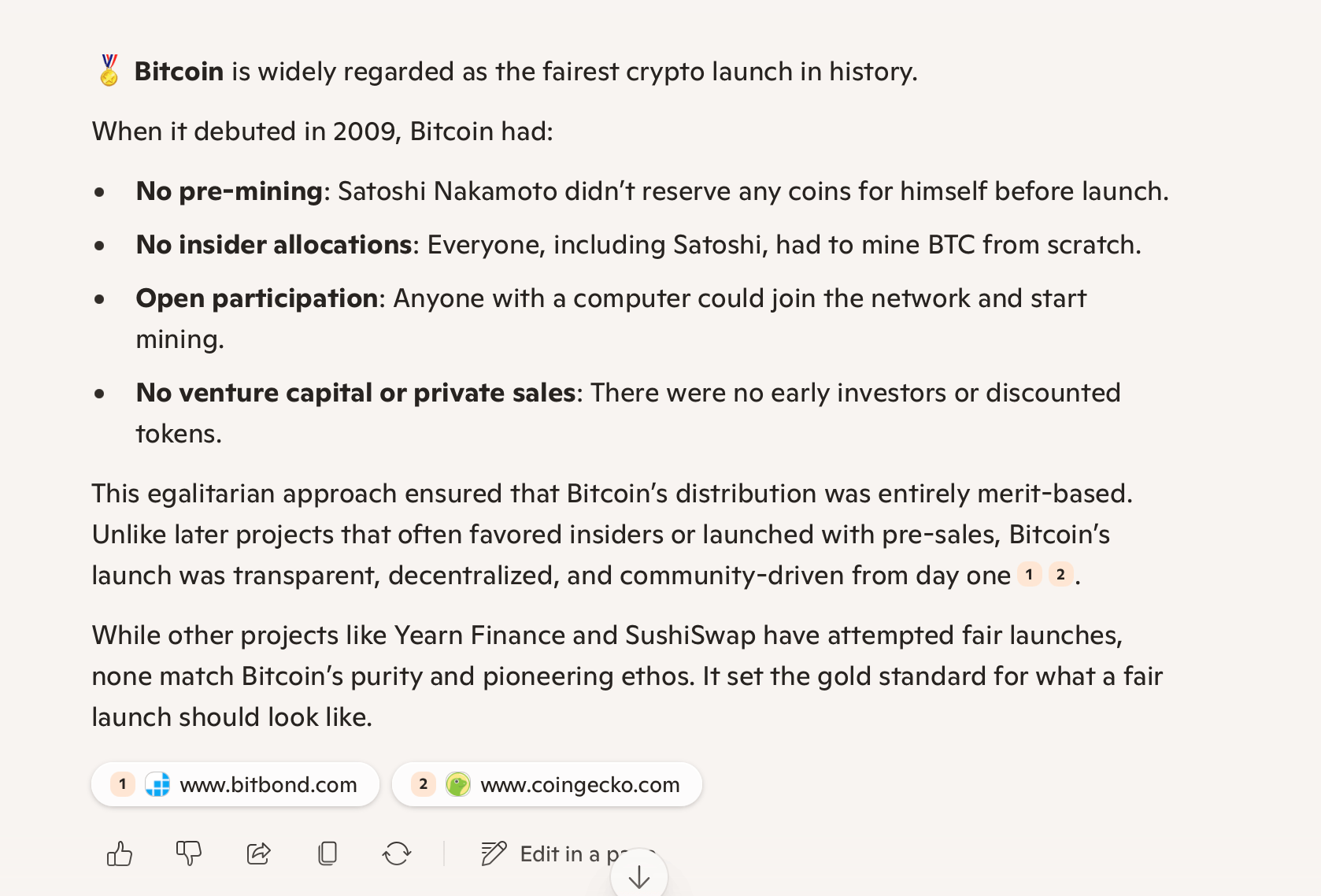 AI裁决：比特币的公平启动在加密历史中名列前茅