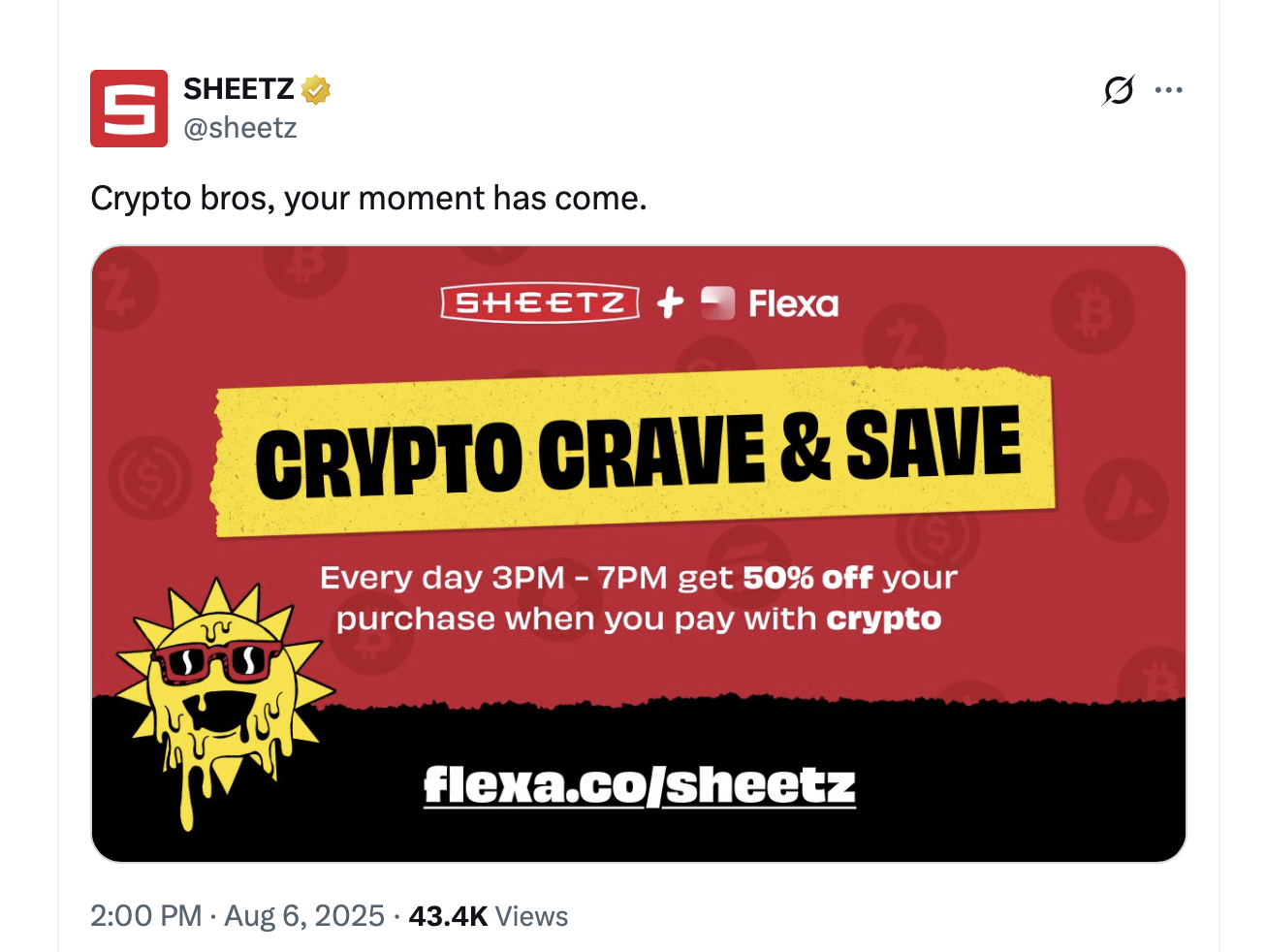 Sheetz推出每日加密货币购买50%折扣