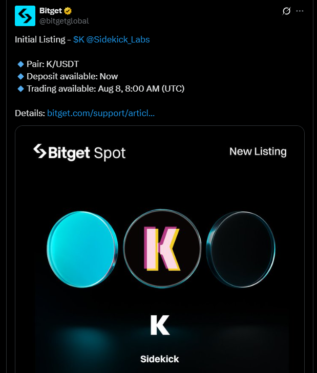 Sidekick 在 Bitget 上的上市