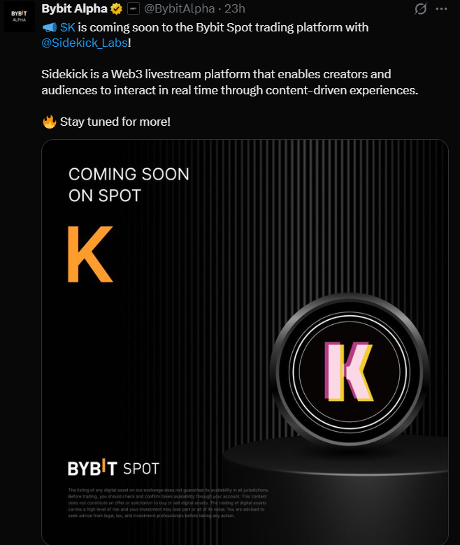 Sidekick 在 Bybit 上的上市