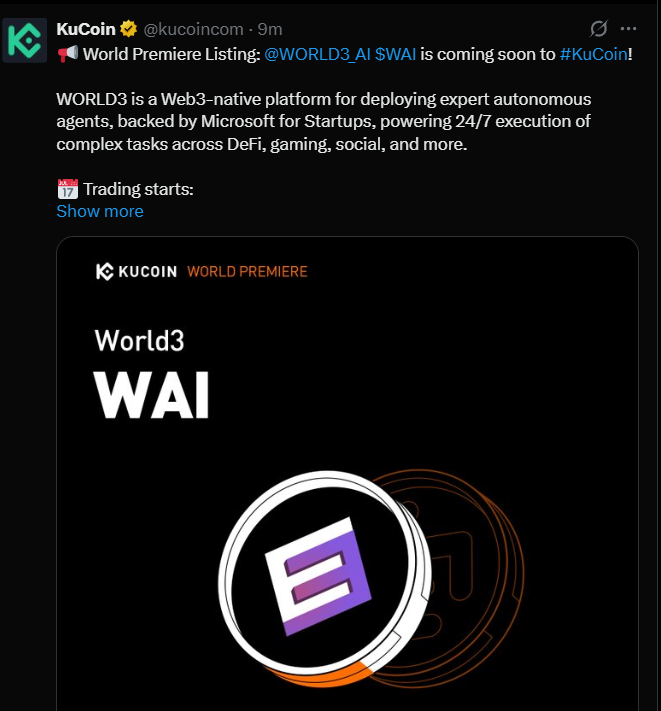 Kucoin 上市 WAI 代币