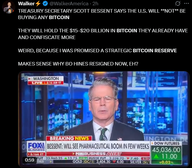 Scott Bessent Bitcoin Reserve Stance