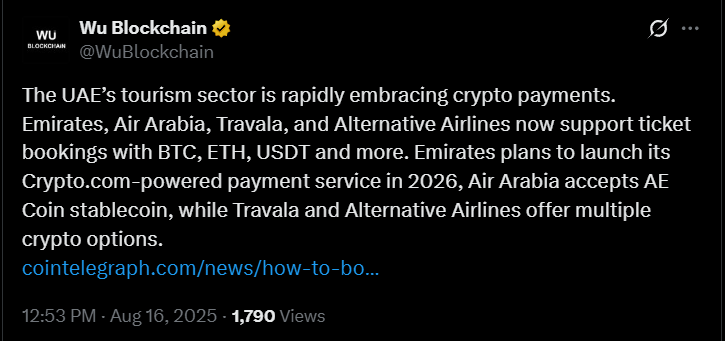 阿联酋旅游接受加密支付