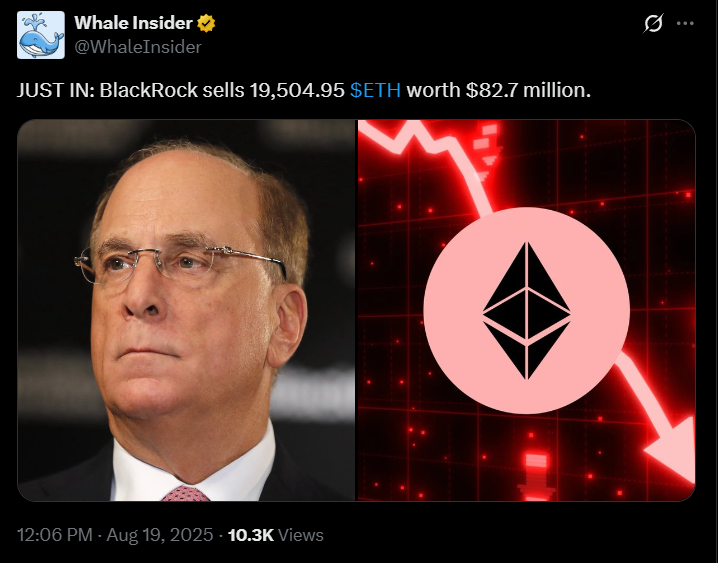 黑石出售了价值8270万美元的19,504.95个以太坊