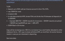 Binance <>Plasma TLDR:- deposit up to 100K usdt per binance account to farm 1% of XPL