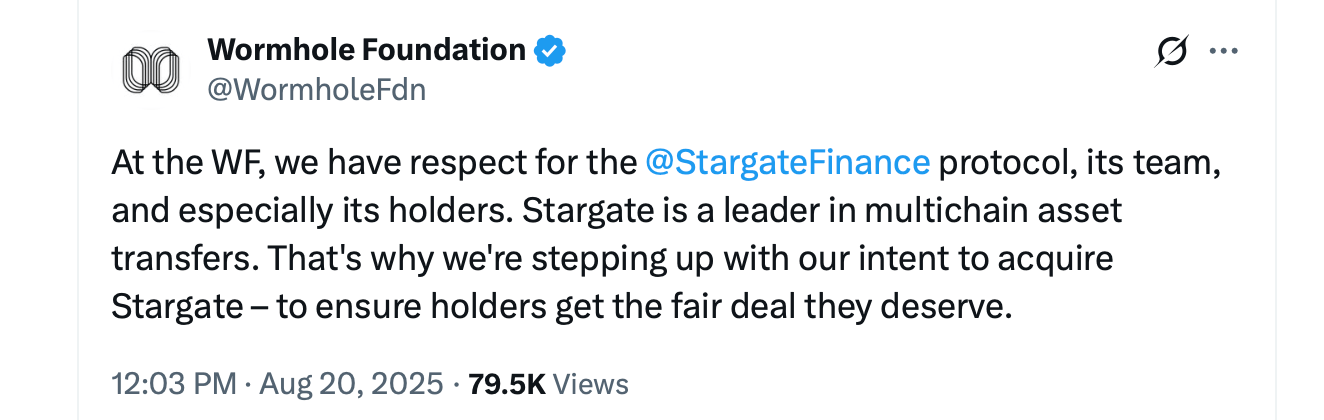 Wormhole Foundation Counters Layerzero's Stargate Acquisition Bid