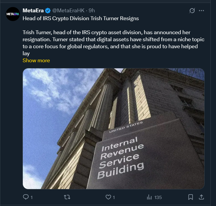 IRS head Trish Turner Resigns