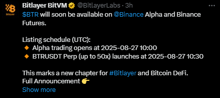 Bitlayer 上市日期