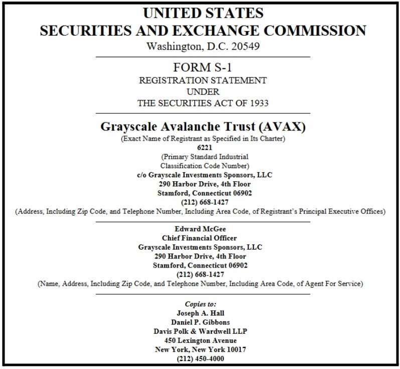 Grayscale AVAX ETF SEC Filing News