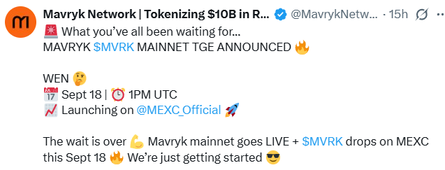 Mavryk网络上市日期
