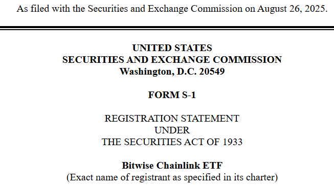 Bitwise Chainlink ETF 申请