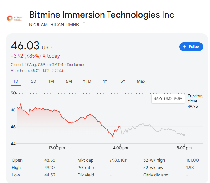 Bitmine immersion shares