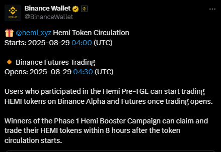 Hemi Binance listing