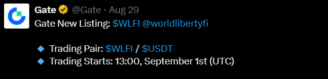 WLFI Launch Date: Gateio Listing