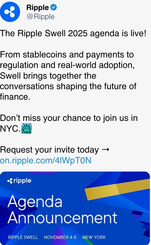 Ripple Swell 2025议程已上线！