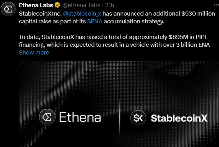Ethena StablecoinX Partnership Raise