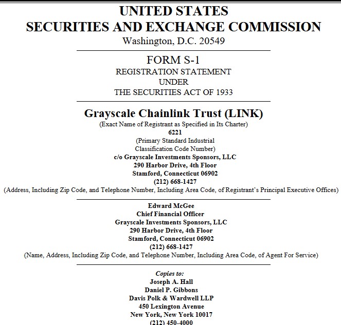 Grayscale Chainlink ETF Filing SEC