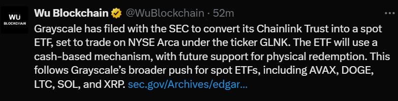 Chainlink ETF Price Impact on Grayscale SEC Filing