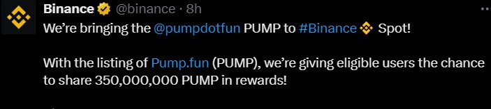 Pump Fun Airdrop on Binance