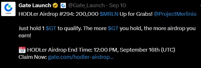 Gate.io Project Merlin TGE Sept 16 