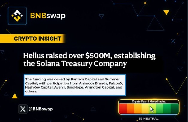 Helius筹集了5亿美元的Solana资金，得到Pantera的支持
