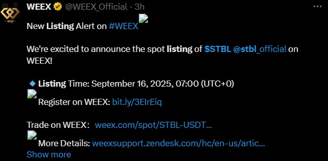 Weex Listing STBL