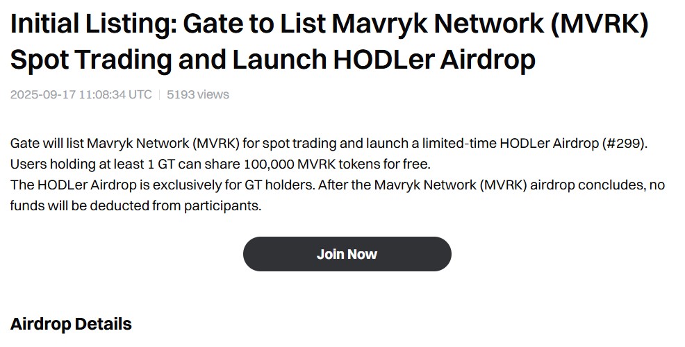 Mavryk airdrop listing date Gateio