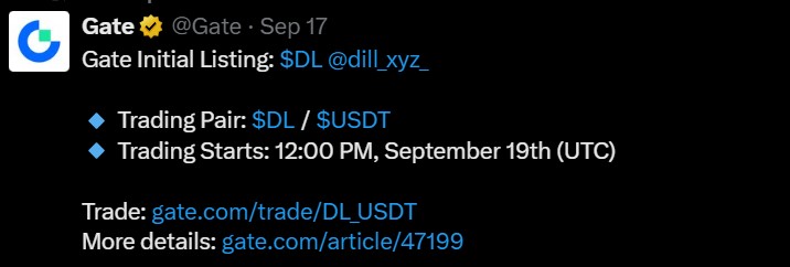$DL 上线日期已定于 Gateio
