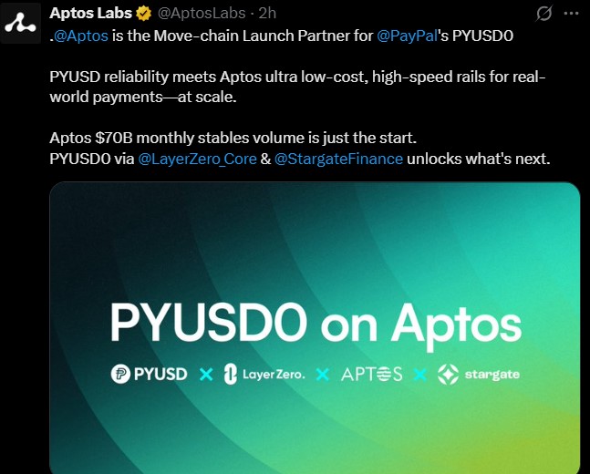 PayPal PYUSD0 Aptos Labs integration