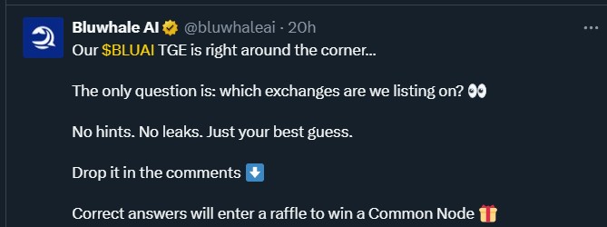BlueWhale AI ($BLUAI) Token Generation Event (TGE) Soon