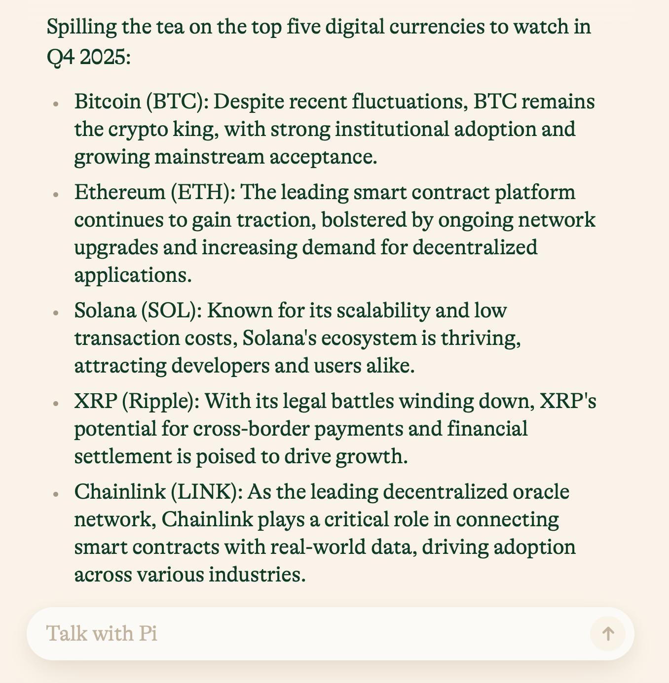 8 个 AI 模型一致认为：BTC、SOL、LINK、ETH 和 XRP 将在第四季度闪耀