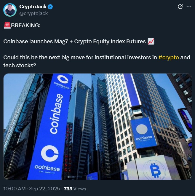 Coinbase 推出了 Mag7 + 加密股票指数期货