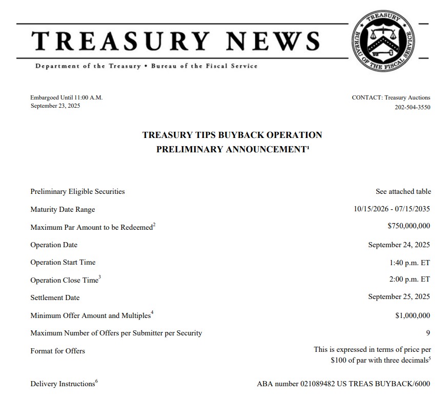US Treasury BuyBack Operation