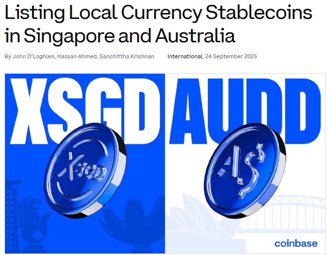 Coinbase Listing AUDD and XSGD on September 29
