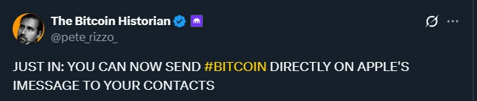 send Bitcoin through Apple iMessage