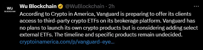 先锋加密货币ETF即将推出