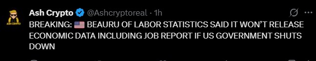 Bureau of Labour Statistics BLS US Job Data Delay
