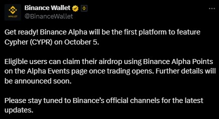 Cypher Binance listing